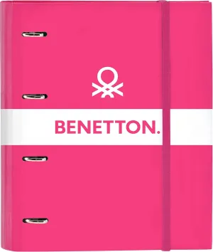 Benetton Raspberry – 4 Ring Binder 35 cm with 100 A4 Sheets, Ideal for Children of Different Ages, Comfortable and Versatile, Quality and Strength, 27 x 3.5 x 32 cm, Fuchsia Pink