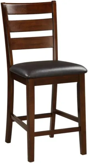Benjara Wooden Counter Height Armless Chair (Set of 2), Walnut Brown