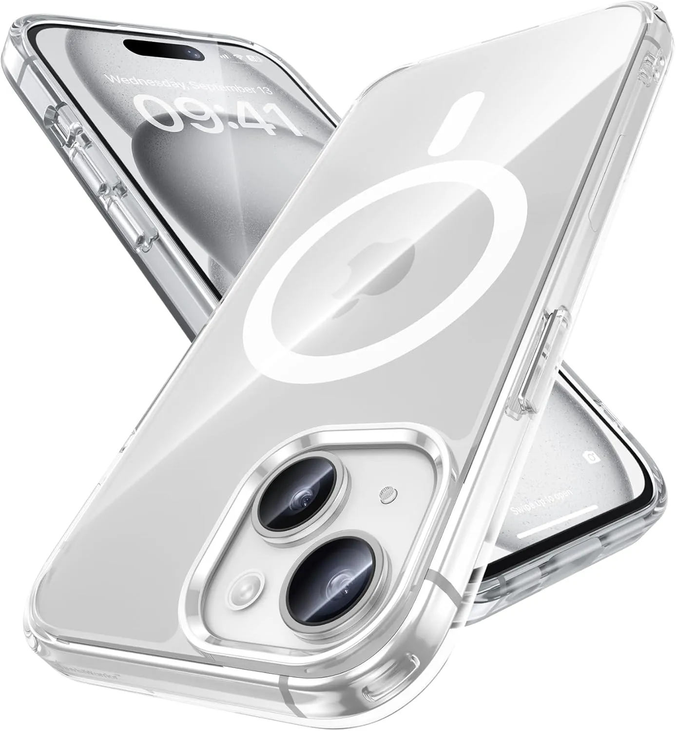 BENKS Lucent Pro iPhone 15 Case Clear, Compatible with MagSafe, [Military-Grade Drop Protection] Shockproof Phone Case, Yellowing Resistant Transparent Magnetic Case with Lanyard Hole