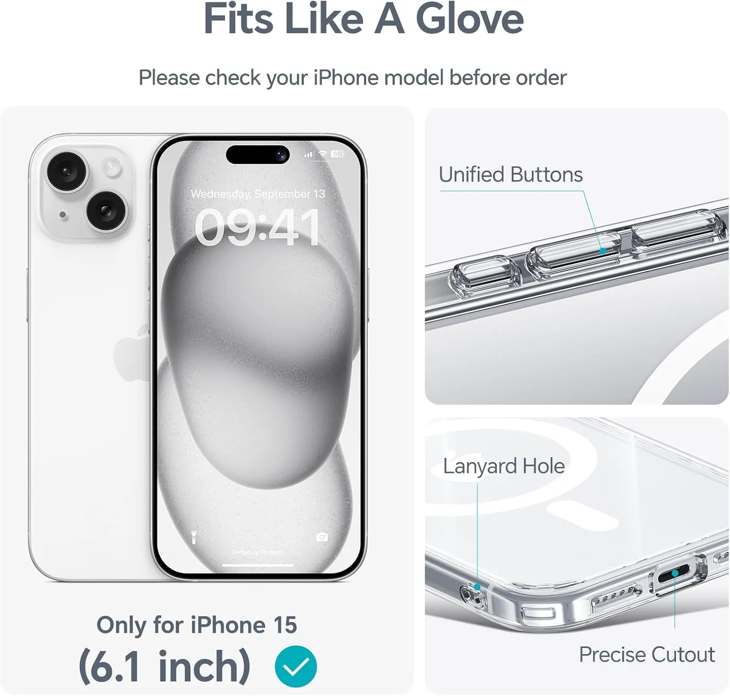 BENKS Lucent Pro iPhone 15 Case Clear, Compatible with MagSafe, [Military-Grade Drop Protection] Shockproof Phone Case, Yellowing Resistant Transparent Magnetic Case with Lanyard Hole