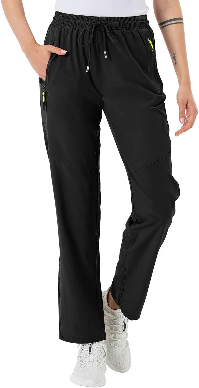 BGOWATU Women's Hiking Cargo Pants Quick Dry Lightweight Water Resistant Joggers Pants Zipper Pockets