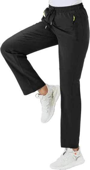 BGOWATU Women's Hiking Cargo Pants Quick Dry Lightweight Water Resistant Joggers Pants Zipper Pockets