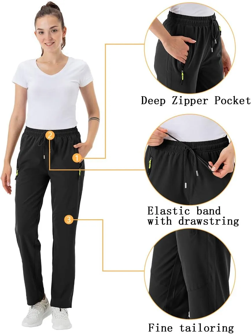 BGOWATU Women's Hiking Cargo Pants Quick Dry Lightweight Water Resistant Joggers Pants Zipper Pockets