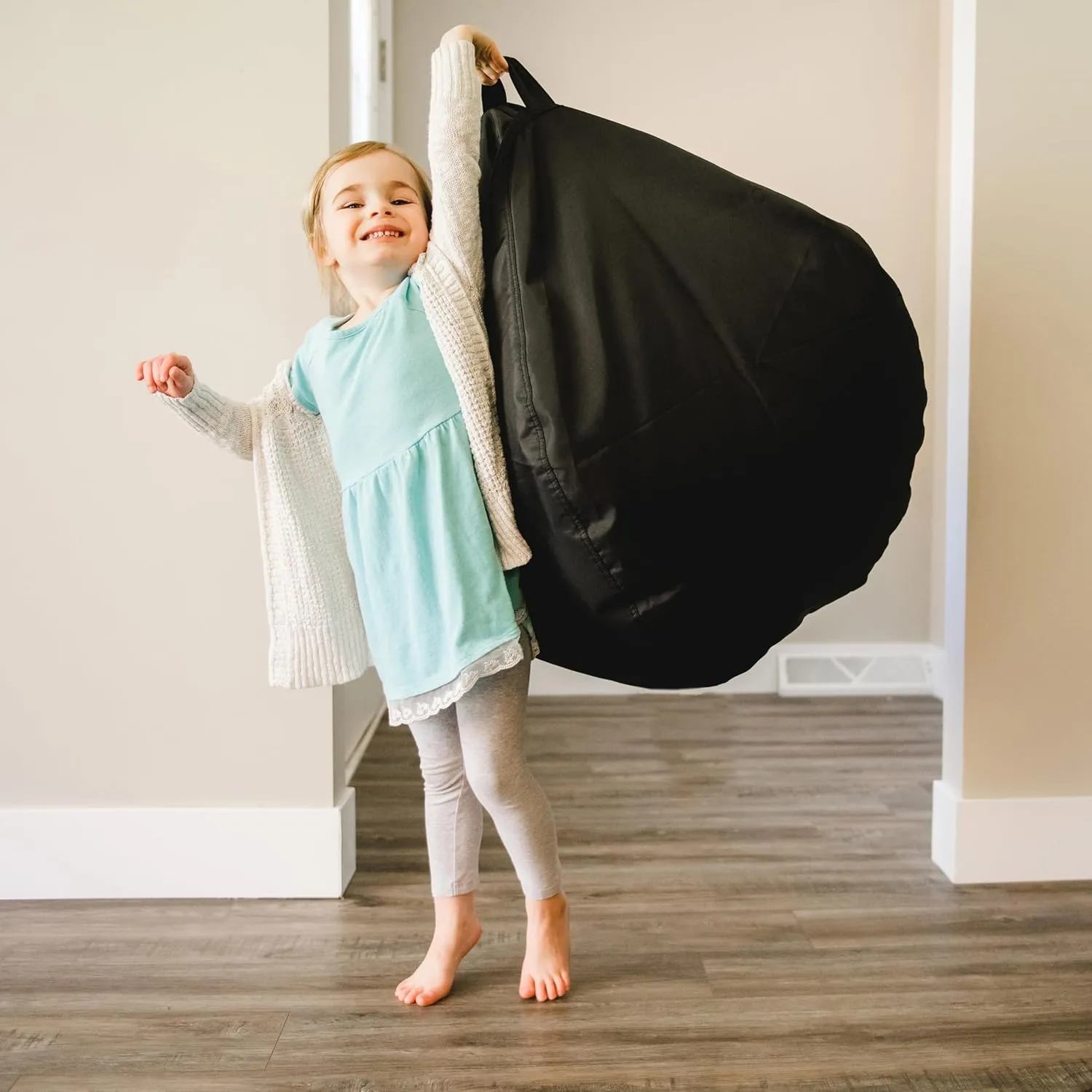 Big Joe Classic Bean Bag Chair, Black Smartmax, Durable Polyester Nylon Blend, 2 feet Teardrop