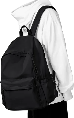 Black Middle School Backpack For Men Women Simple Backpack For College Students Aesthetic High School Bag Waterproof Bookbag For Teens Girls Boys