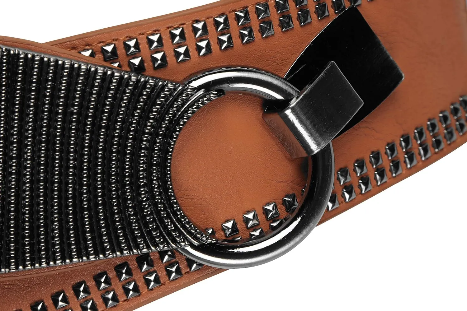 BlackButterfly Wide Elastic Stretch Retro Metal Interlock Buckle Belt