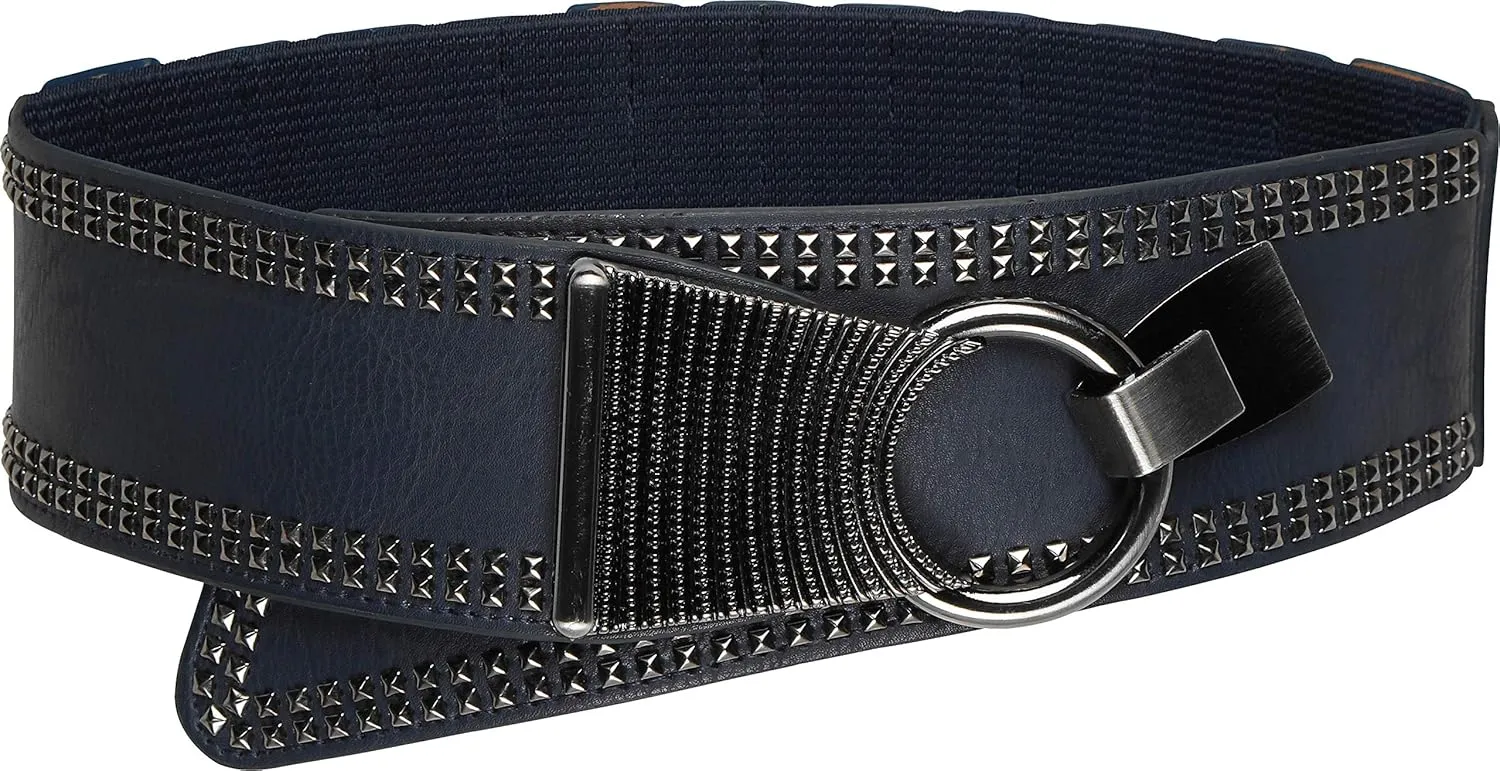 BlackButterfly Wide Elastic Stretch Retro Metal Interlock Buckle Belt