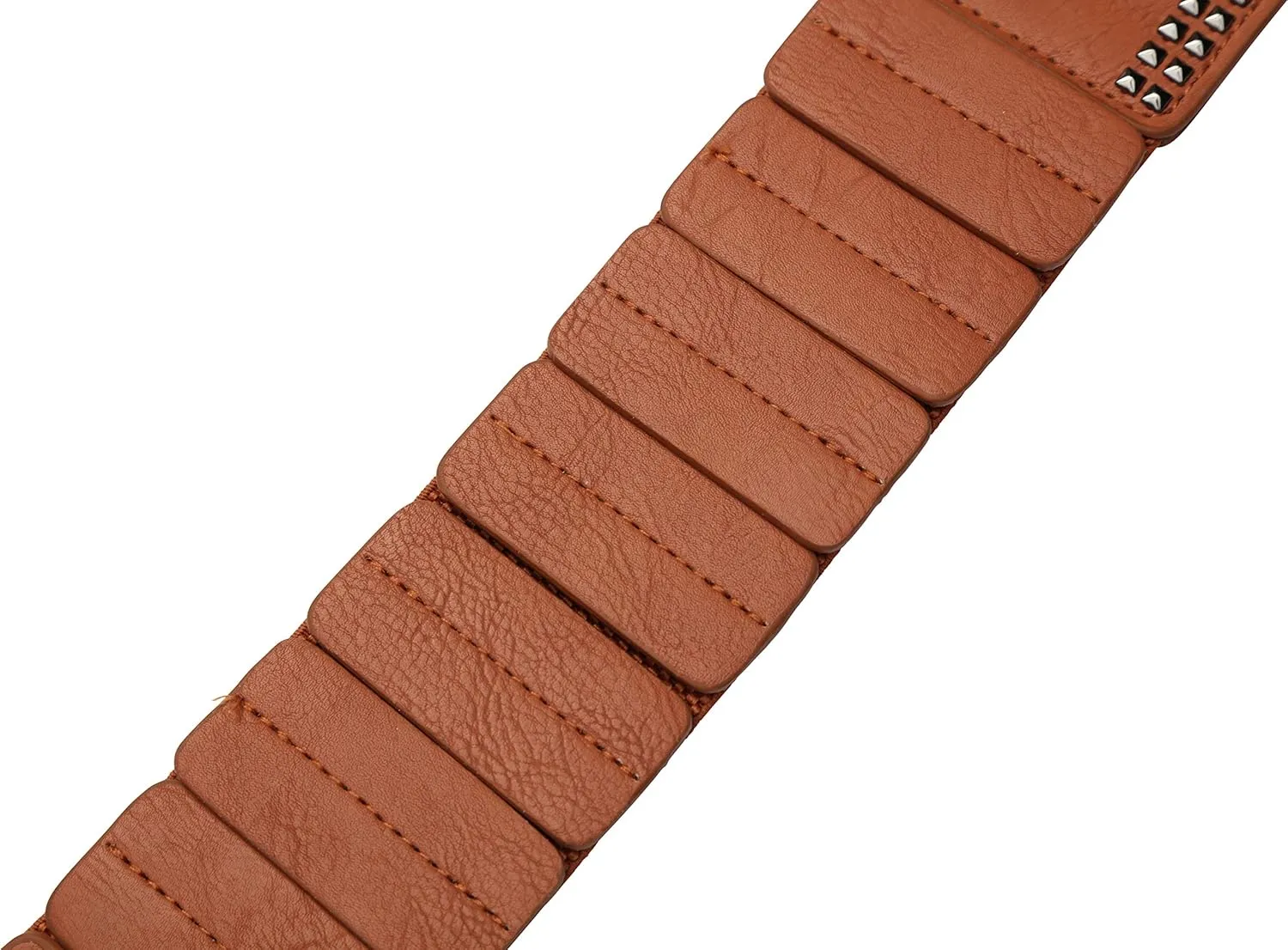 BlackButterfly Wide Elastic Stretch Retro Metal Interlock Buckle Belt