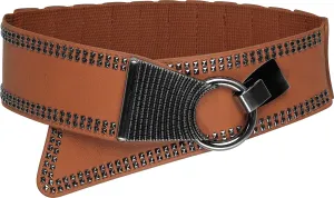 BlackButterfly Wide Elastic Stretch Retro Metal Interlock Buckle Belt