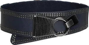 BlackButterfly Wide Elastic Stretch Retro Metal Interlock Buckle Belt