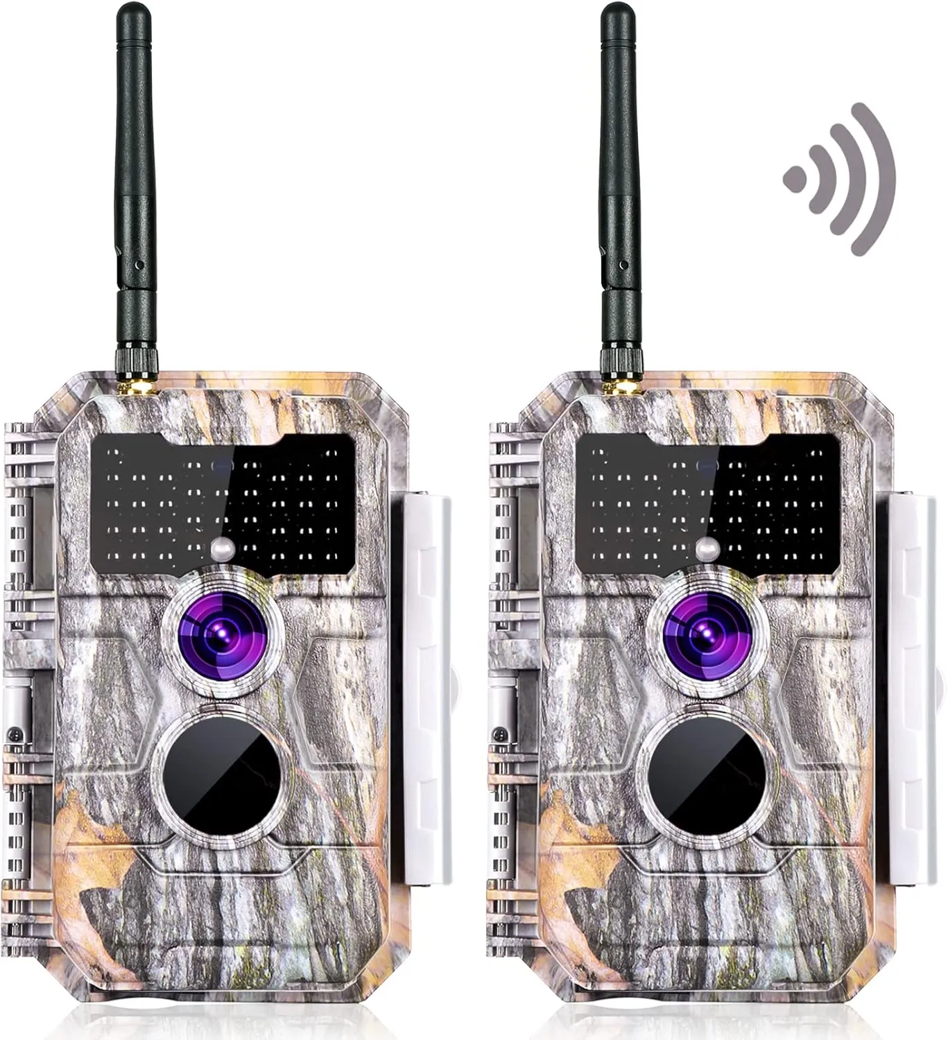 BLAZEVIDEO 2-Pack Wireless Trail Camera WiFi Stealth Camouflage Game & Wildlife Cameras Night Vision for Hunting 24MP 1296P Wildlife Deer Camera No Flash Motion Activated IP66 Waterproof & Time Lapse