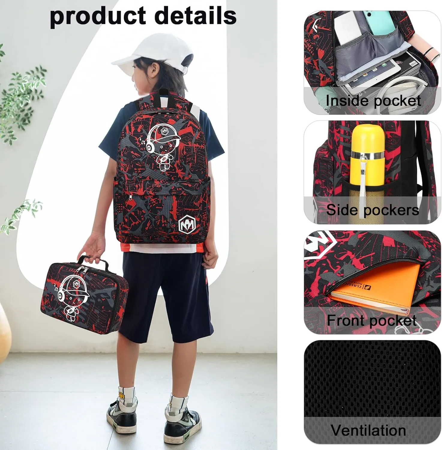 Bluboon Preschool Backpack Kids Kindergarten Backpack With Lunch Box School Book Bags for Elementary Primary Schooler