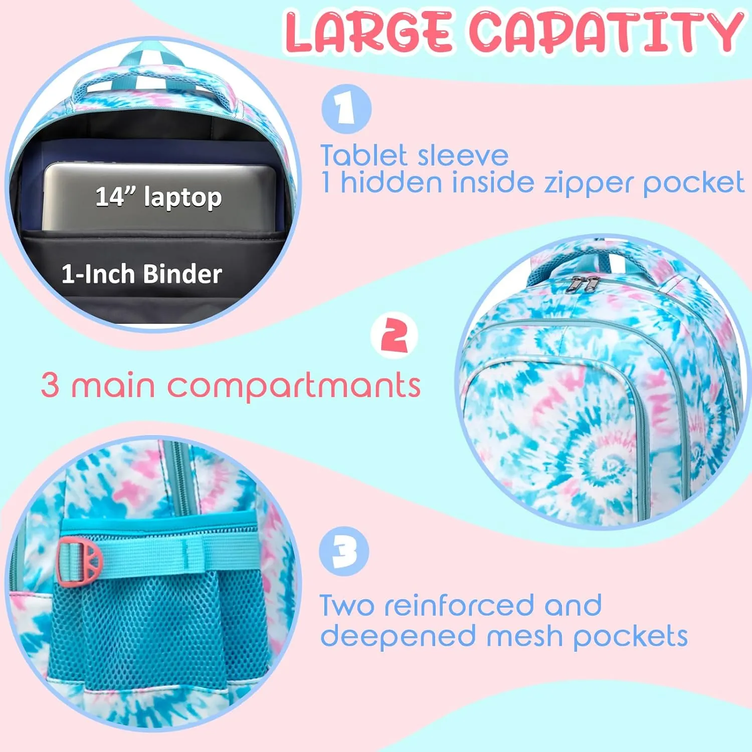 BLUEFAIRY Girls Backpack with Lunch Box for Kids Primary Elemenatry School Bag Set Middle School Bookbags Set for Teens Childs Back to School Gifts 2 Pcs Blue