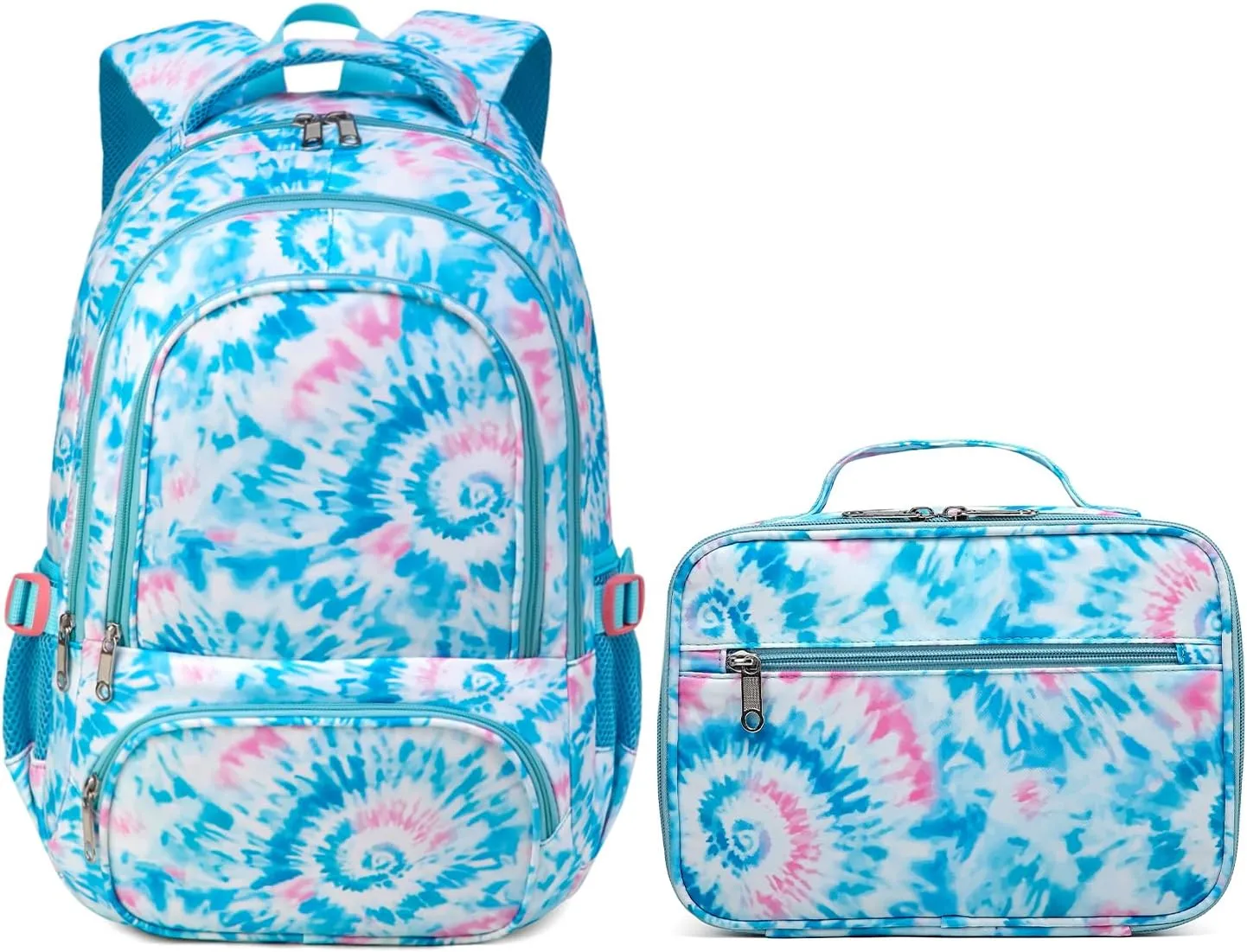 BLUEFAIRY Girls Backpack with Lunch Box for Kids Primary Elemenatry School Bag Set Middle School Bookbags Set for Teens Childs Back to School Gifts 2 Pcs Blue
