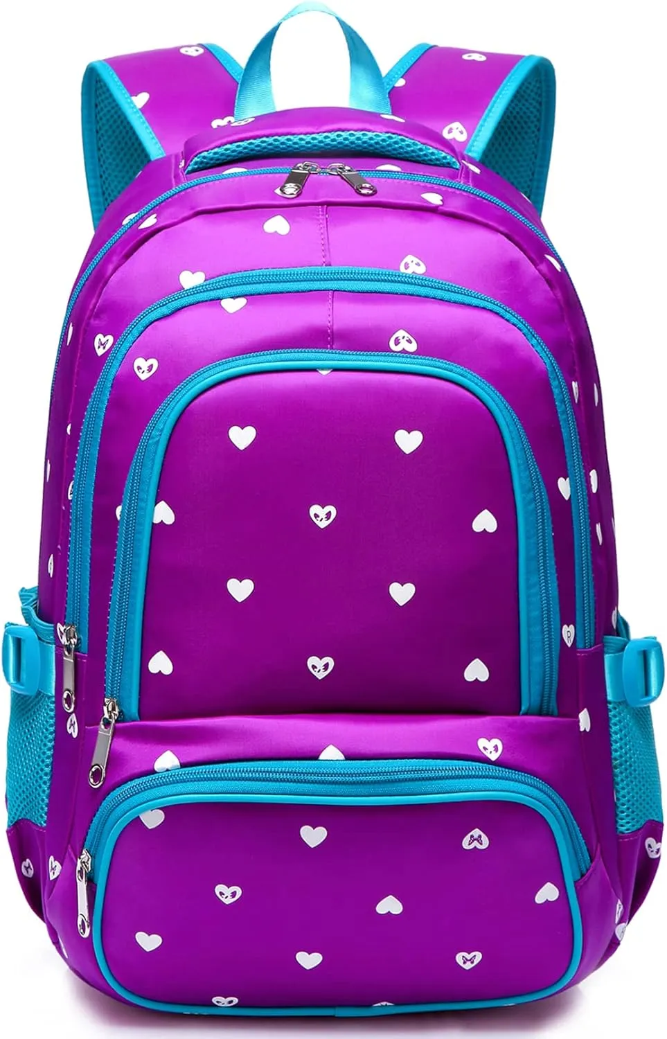 BLUEFAIRY Kids Backpack for Girls Primary Elementary School Bag Bookbag for Childs Book Bag Mochilas Escolares para Niñas de 4-6 Back to School Cute Gifts 17" Heart Print/Purple