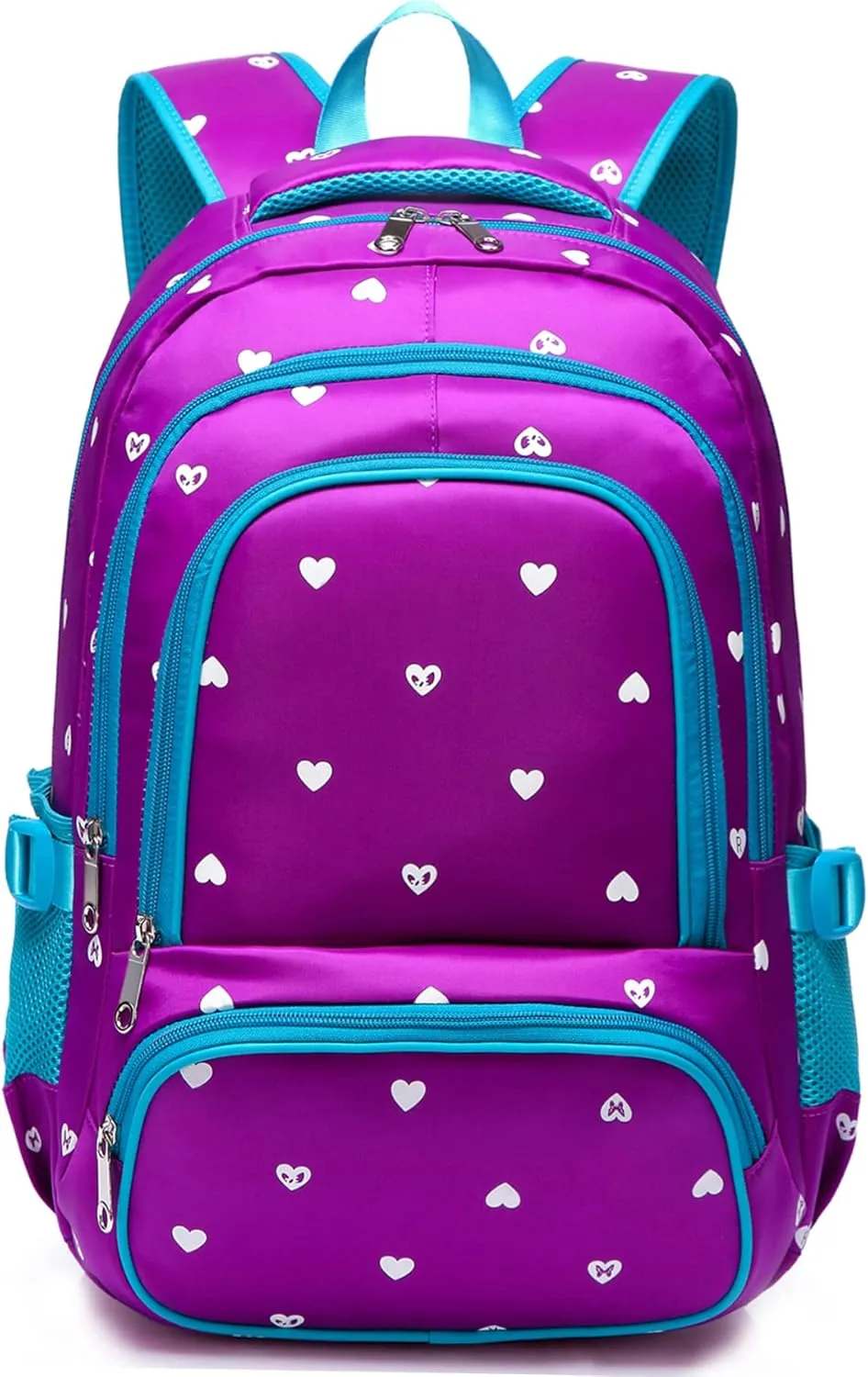 BLUEFAIRY Kids Backpack for Girls Primary Elementary School Bag Bookbag for Childs Book Bag Mochilas Escolares para Niñas de 4-6 Back to School Cute Gifts 17" Heart Print/Purple