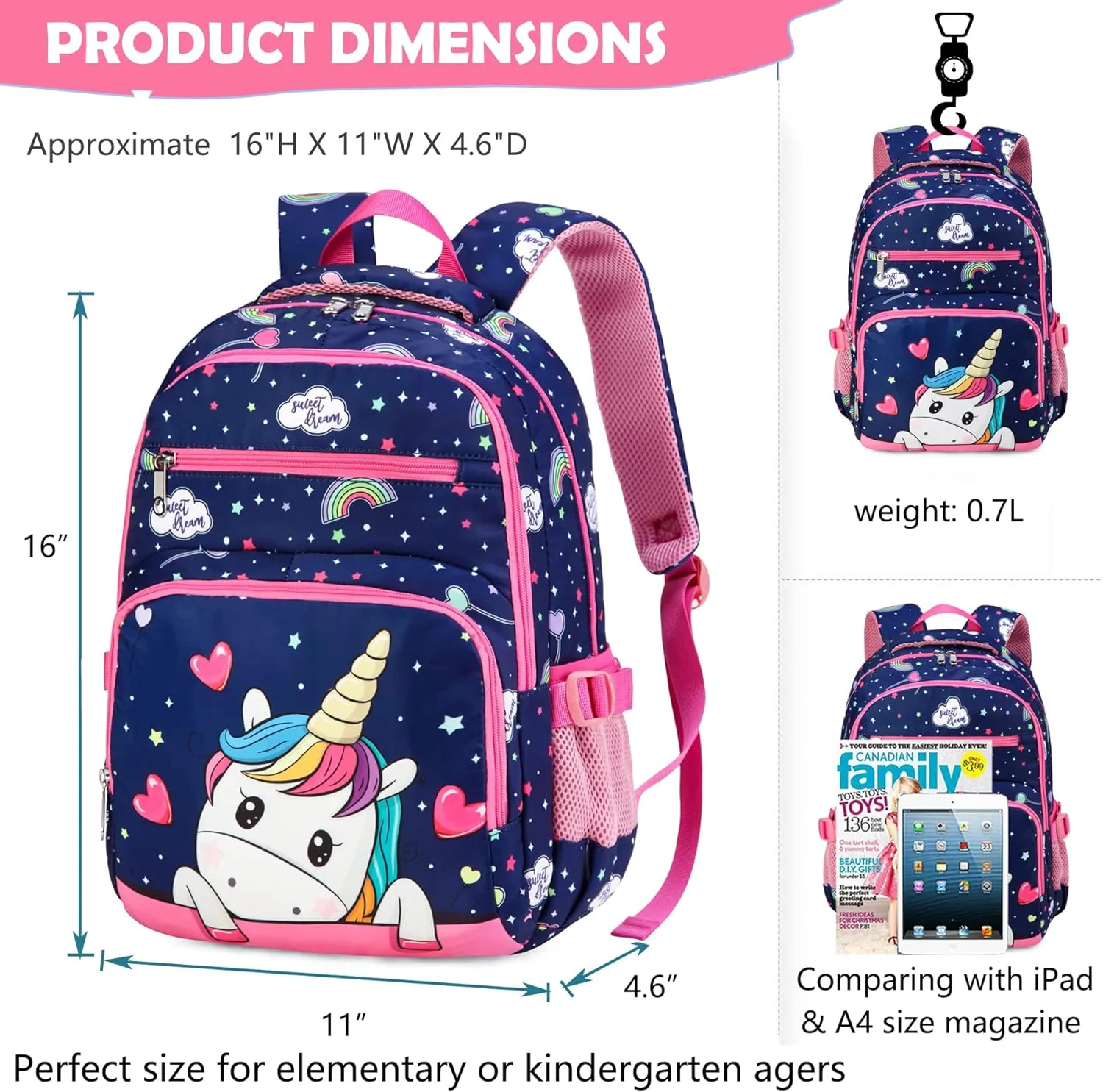 BLUEFAIRY Kids Backpack for Kindergarten Elementary School Bags for Girls Toddler Primary Bookbags for Preschool Lightweight Mochila Para 3 4 5 6 7 Niños Gifts Unicorn Purple