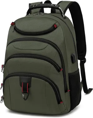 Boavan Laptop Backpack for men, 15.6 inch Laptop Bag with USB Port, Waterproof Travel Work Backpack Purse, Anti-Theft Teacher Nurse Doctor Casual Bookbags Office Business backpack,Green
