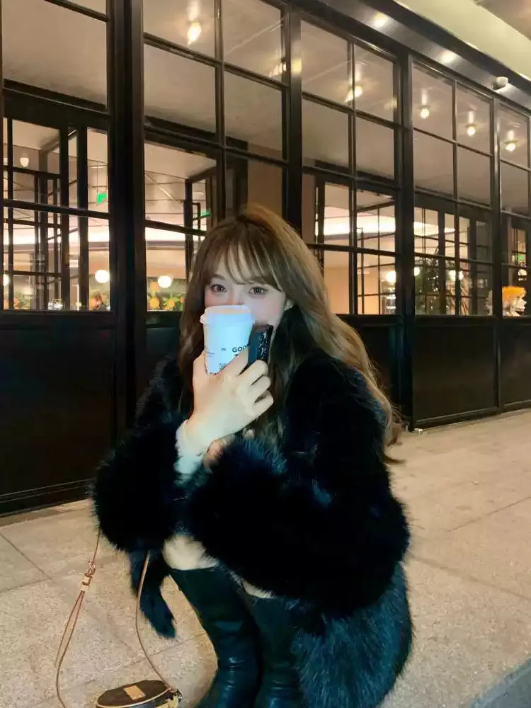 Boho Dark Grey Leather And Fur Coats Winter