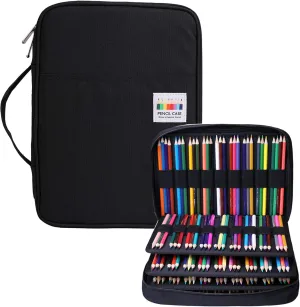 BOMKEE Coloring Pencil Case 220 Slots Pencils/Gel Pens Organizer Waterproof Travel Case Zipper Carrying Portable Pencil Markers Pen Holder Bag for Painter Writers