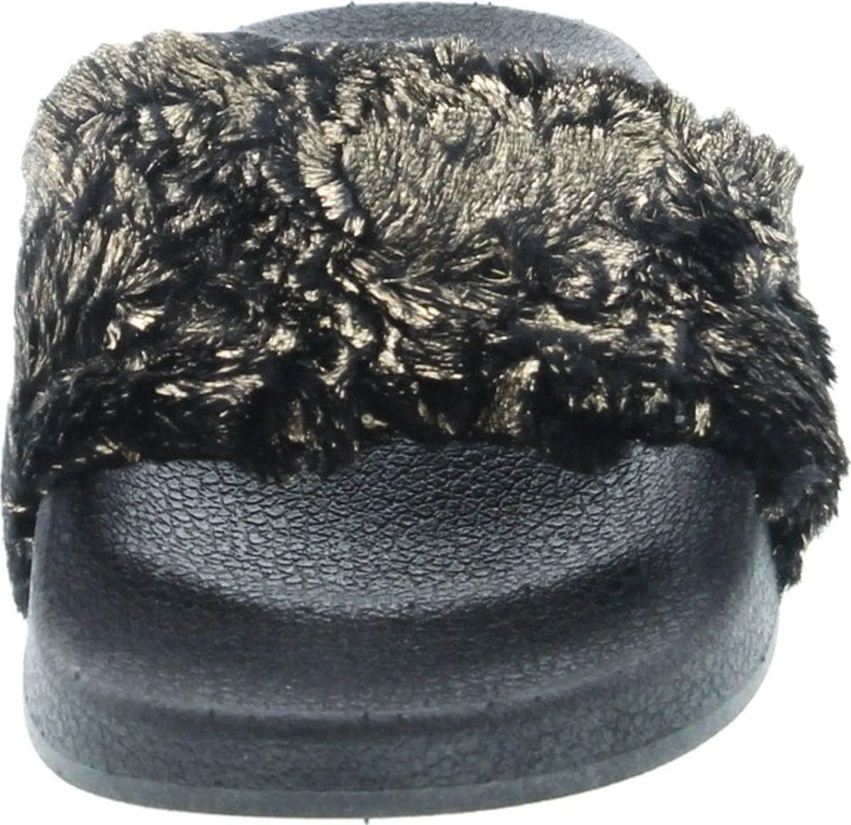 Booboo-07 Women Metallic Faux Fur Slide Casual Lounging Trendy Furry Slipper