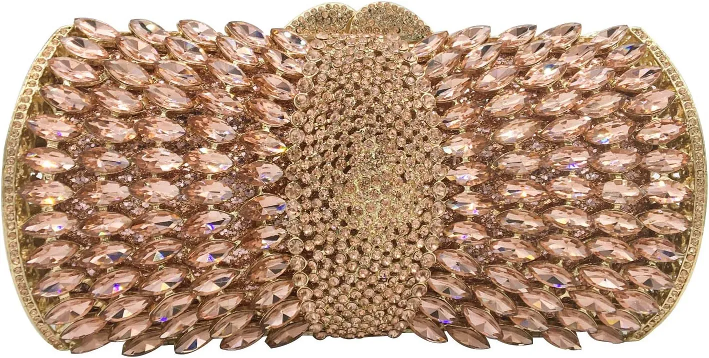 Boutique De FGG Sparkly Crystal Clutch Purse for Women Evening Bags with Spikes Wedding Party Rhinestone Clutch Handbag,Mini