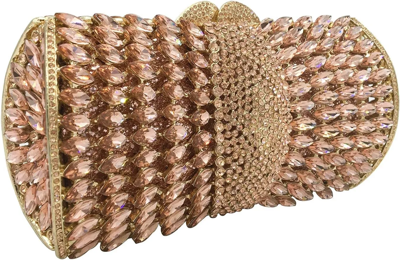 Boutique De FGG Sparkly Crystal Clutch Purse for Women Evening Bags with Spikes Wedding Party Rhinestone Clutch Handbag,Mini