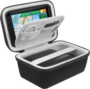 BOVKE GPS Case for 5-5.5" inch GPS Navigator Garmin Drive 52/Drive 51/53 DriveSmart 55/dezl OTR500/zumo 396 LMT-S/Garmin zūmo XT GPS Navigation System, Mesh Pocket for Car Charger, USB Cables, Black