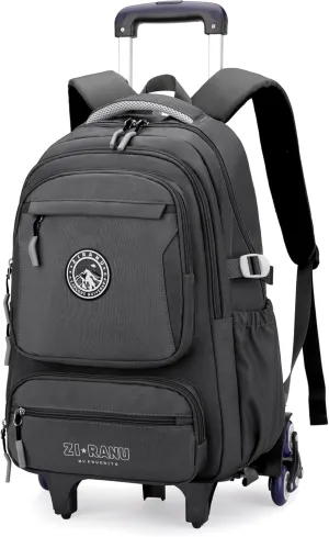 Boys Backpack with 6 Wheels, Rolling Backpack for Boys Elementary Middle Junior School Bookbags, Grey