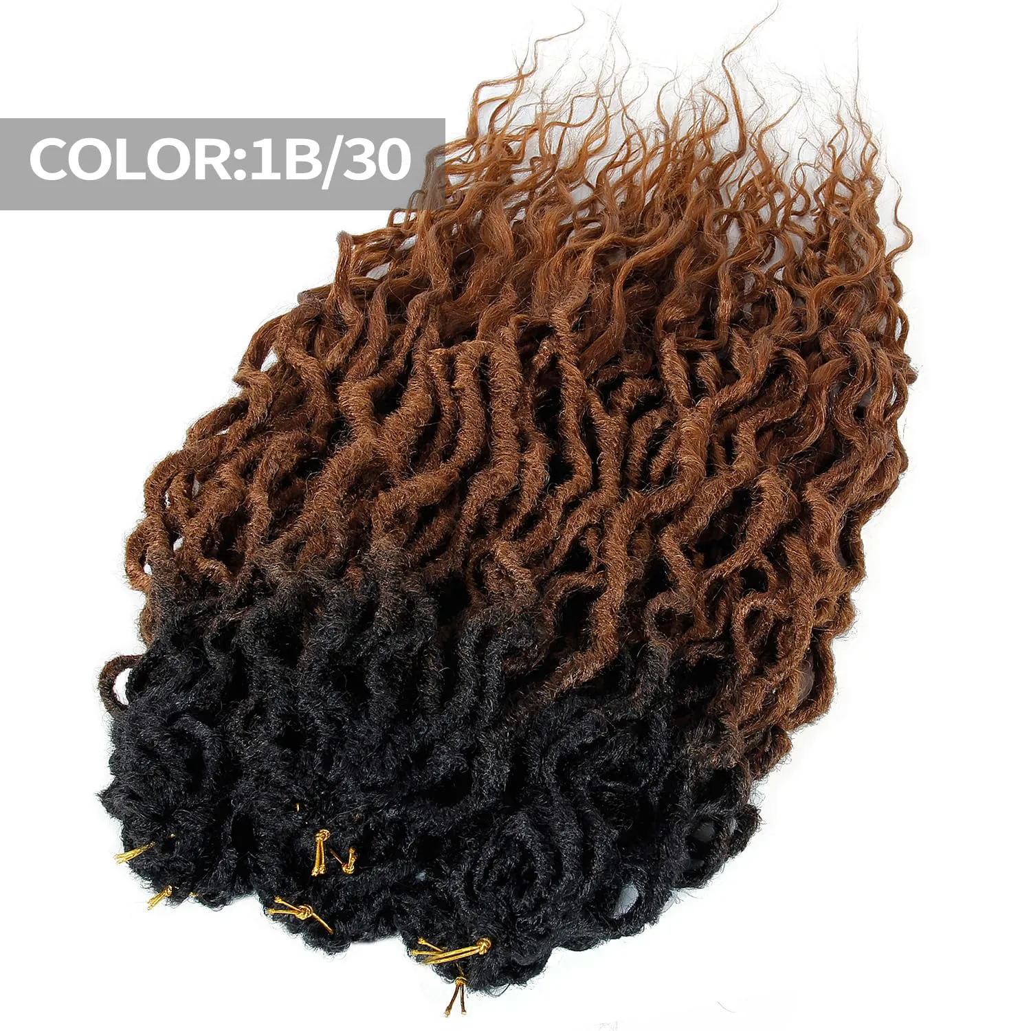 Brown Faux Locs Crochet Hair For Black Women Soft Locs 24 Inch Goddess Crochet Hair Curly Ends Dreadlocks Boho Style Synthetic Braiding Hair Extensions (6 Packs,1b/30)