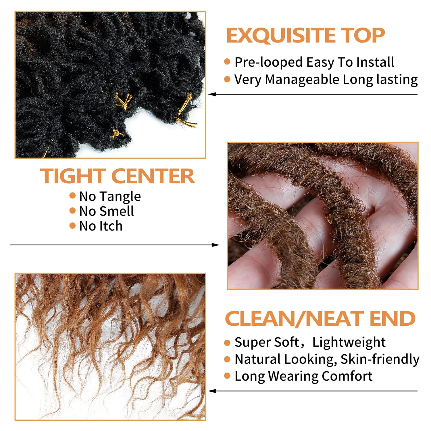 Brown Faux Locs Crochet Hair For Black Women Soft Locs 24 Inch Goddess Crochet Hair Curly Ends Dreadlocks Boho Style Synthetic Braiding Hair Extensions (6 Packs,1b/30)