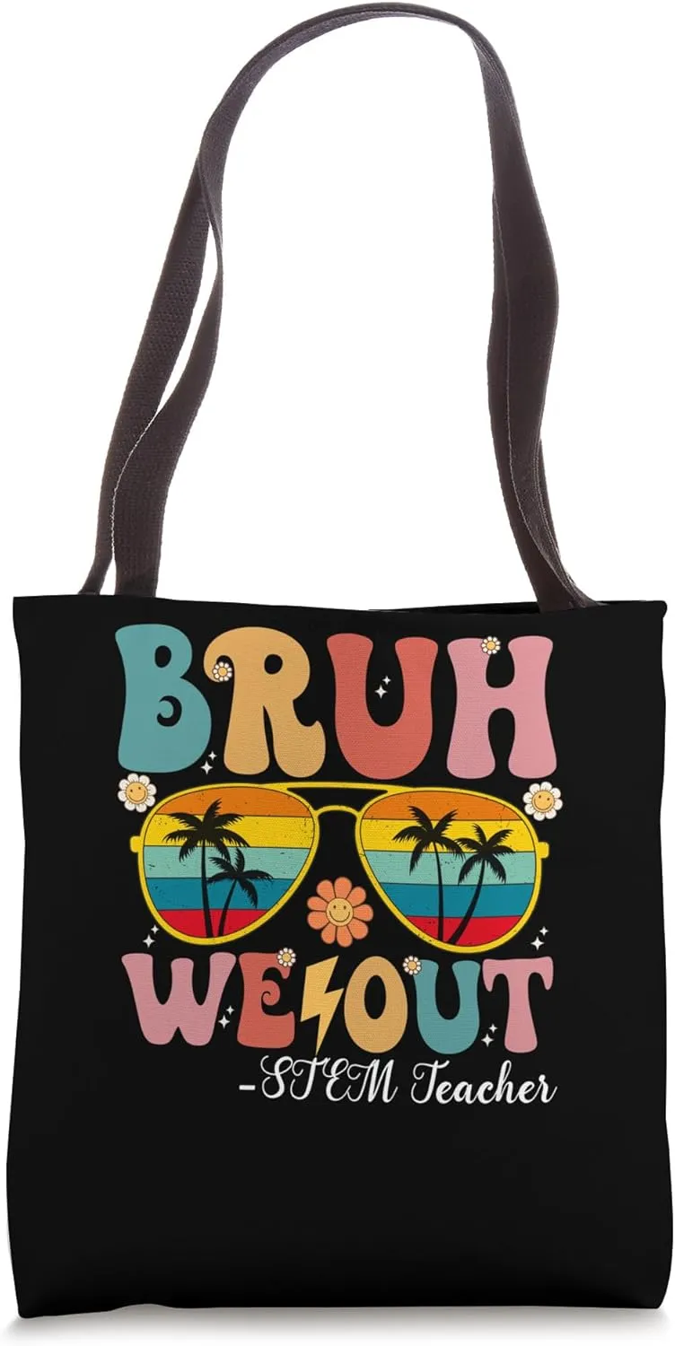 Bruh We Out STEM Teacher Happy Last Day Of School Retro Tote Bag