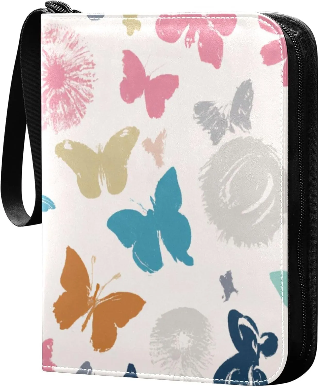 Burbuja Colorful Butterfly Card Binder, 4 Pockets Trading Card Binder, Portable Card Albums Fits 400 Cards with 50 Removable Sleeves for Sport Cards Game Cards