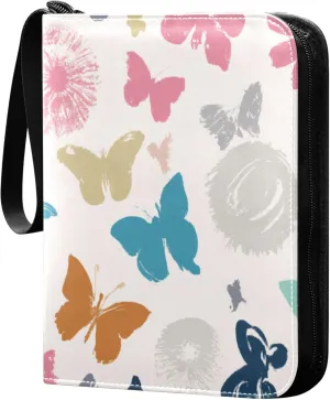 Burbuja Colorful Butterfly Card Binder, 4 Pockets Trading Card Binder, Portable Card Albums Fits 400 Cards with 50 Removable Sleeves for Sport Cards Game Cards