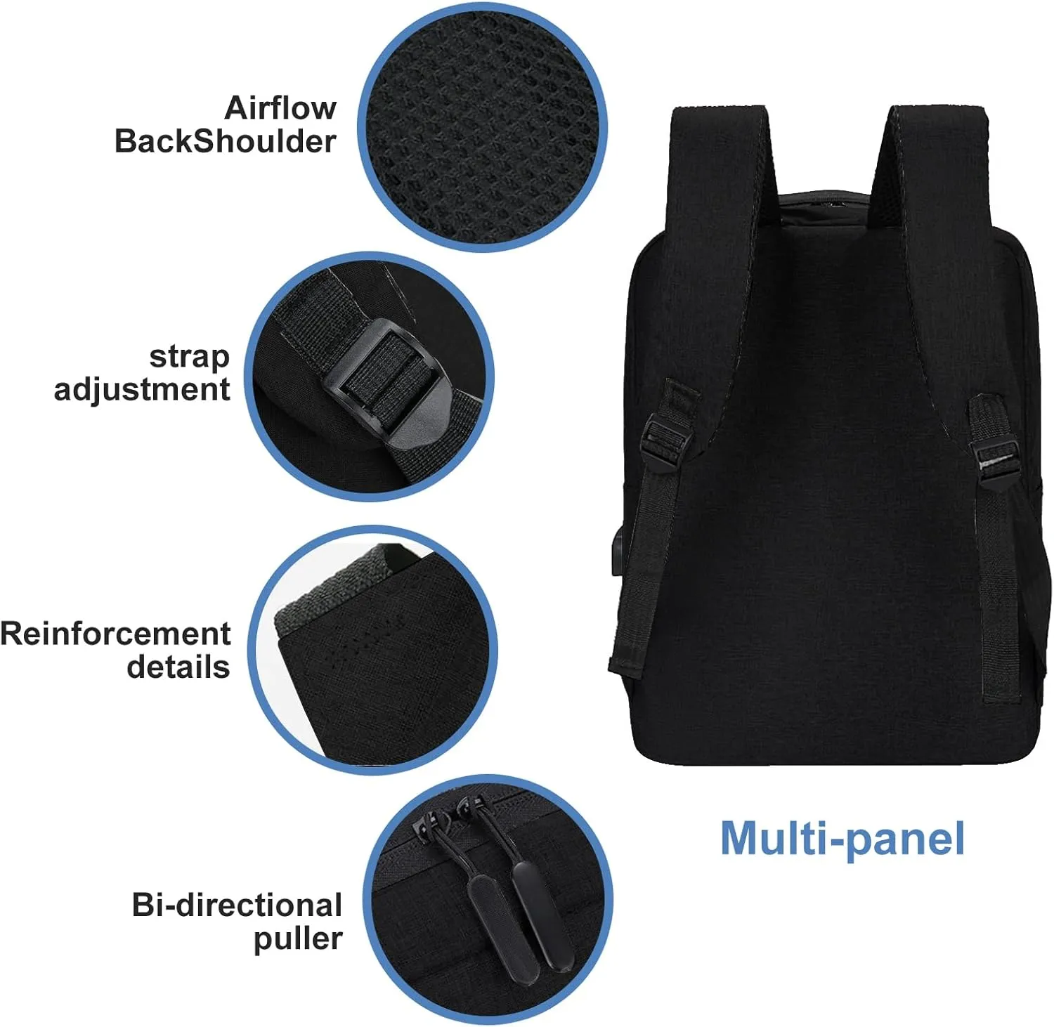 Business Travel Laptop Backpack for Men Women Anti-Theft Rucksack Casual Daypack for Work Carry on bag for weekender (2 zippers, Black)