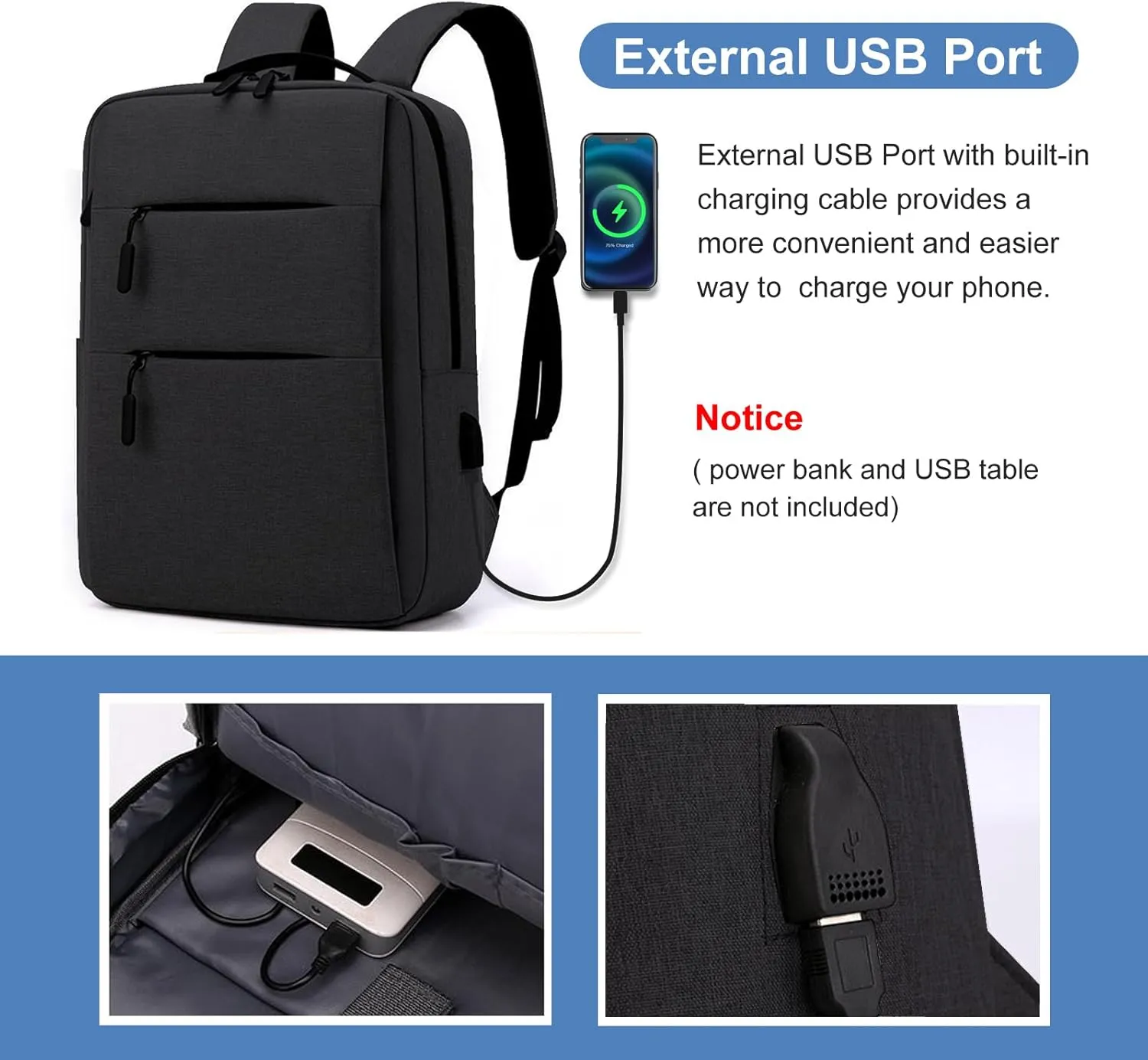Business Travel Laptop Backpack for Men Women Anti-Theft Rucksack Casual Daypack for Work Carry on bag for weekender (2 zippers, Black)
