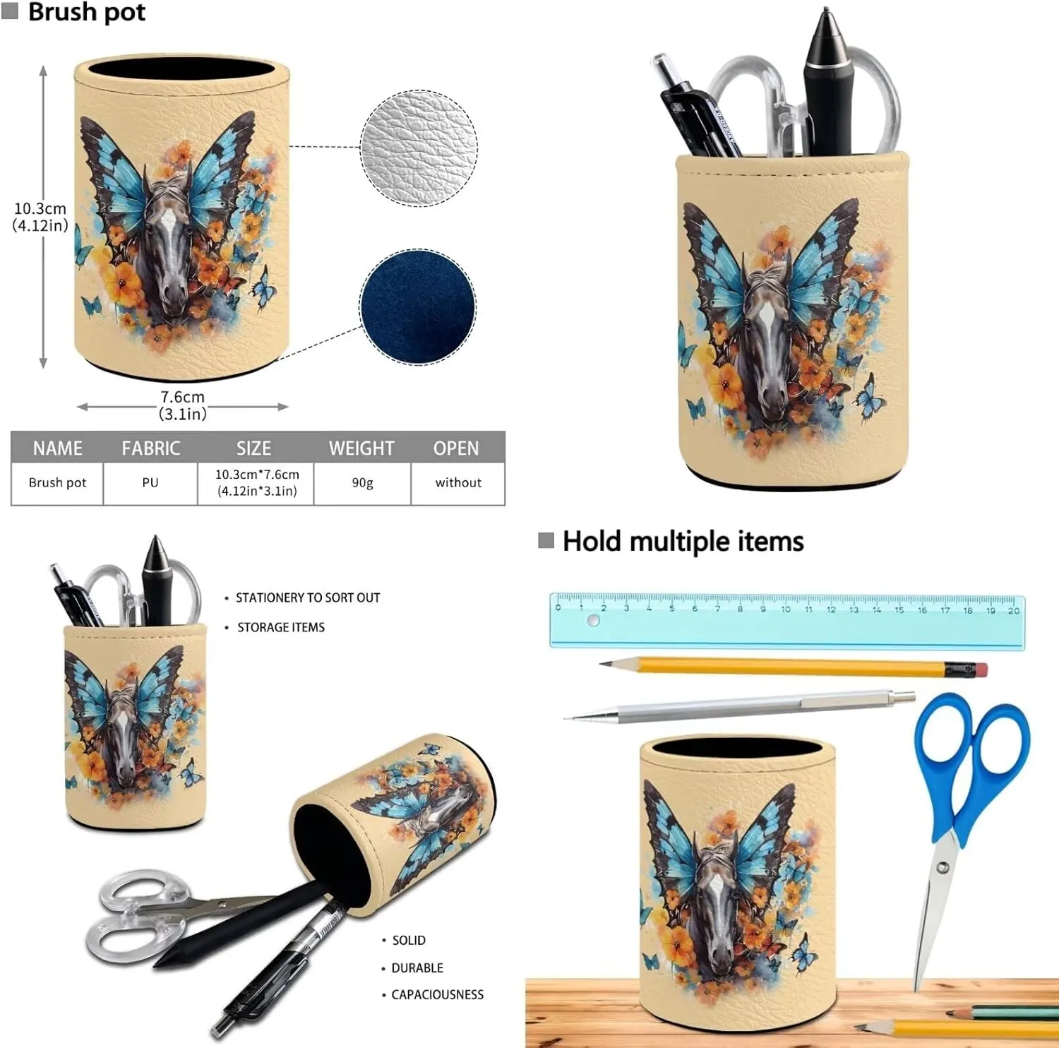 Butterfly Horse School Backpack Set for Kids Lightweight Bookbag for Primary Elemenatry Students with Lunch Bag Water Bottle Cover 4Pcs Knapsack Back To School Gift Cute Kids Schoolbag