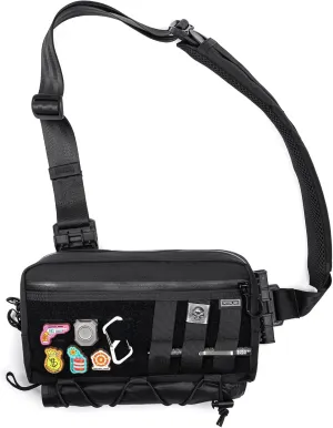 Cache L3 EDC Sling Bag Chest, Lightweight Shoulder Daypack, 500D Nylon, Travel Hiking Concealed Carry, Crossbody Bag, Tactical Backpack, Hiking Ambidextrous Strap Black