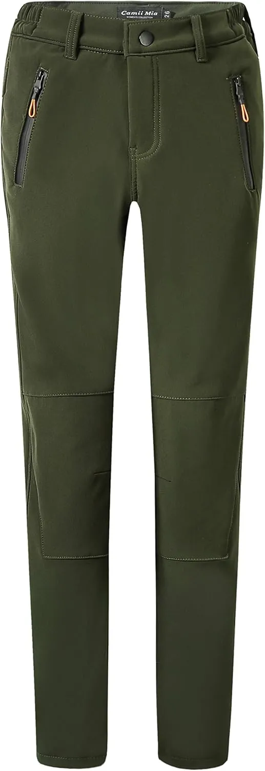 Camii Mia Women's Winter Warm Outdoor Slim Windproof Waterproof Ski Snow Fleece Hiking Pants