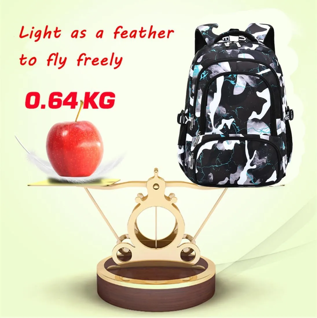 Camo School Backpack Lightweight Schoolbag Travel Camp Outdoor Daypack
