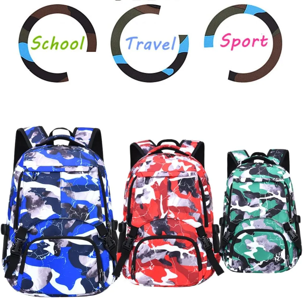 Camo School Backpack Lightweight Schoolbag Travel Camp Outdoor Daypack