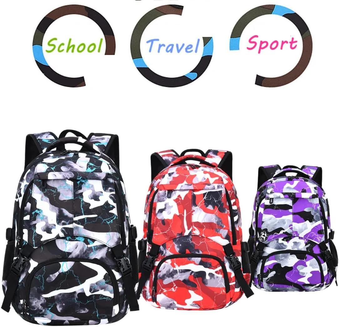 Camo School Backpack Lightweight Schoolbag Travel Camp Outdoor Daypack