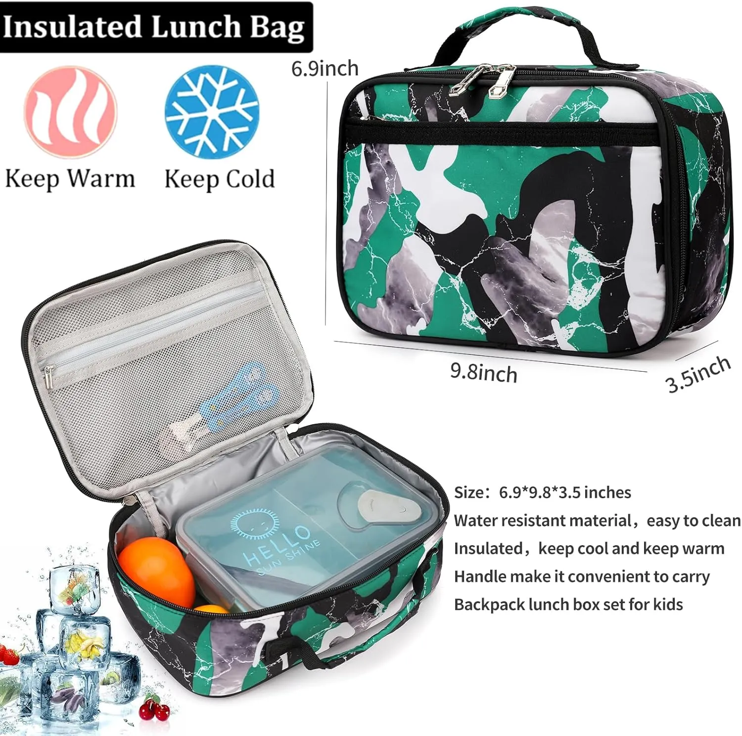 Camo School Backpack Lightweight Schoolbag Travel Camp Outdoor Daypack