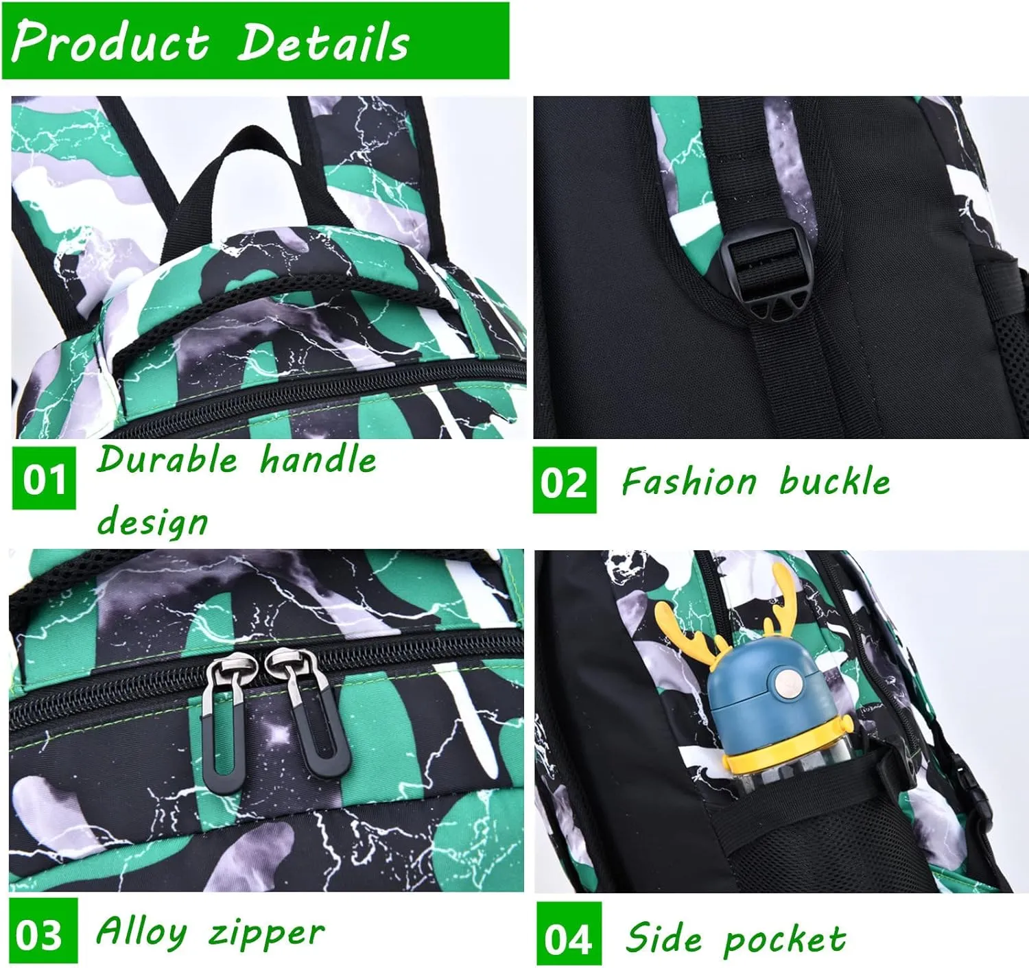 Camo School Backpack Lightweight Schoolbag Travel Camp Outdoor Daypack