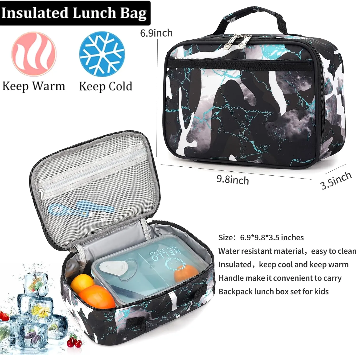 Camo School Backpack Lightweight Schoolbag Travel Camp Outdoor Daypack