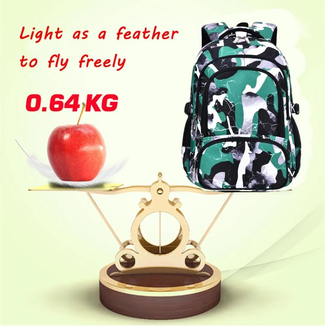 Camo School Backpack Lightweight Schoolbag Travel Camp Outdoor Daypack