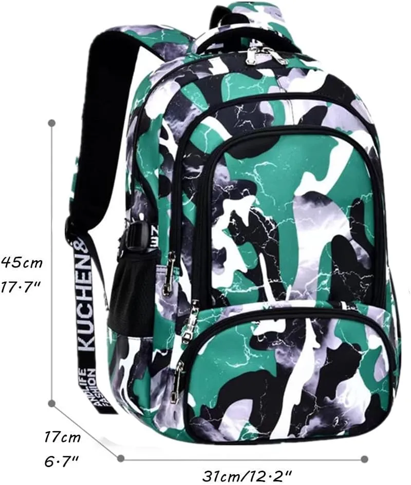 Camo School Backpack Lightweight Schoolbag Travel Camp Outdoor Daypack