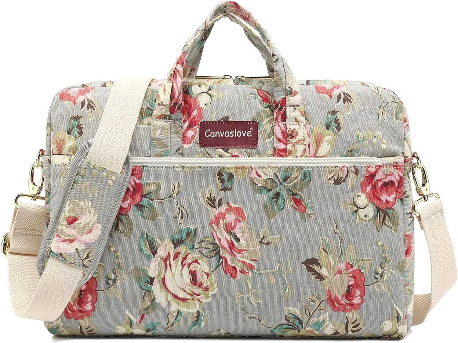 Canvaslove Grey Rose Waterproof Laptop Shoulder Messenger Bag Case With Rebound Bubble Protection for MacBook Air 13 inch,MacBook 14 inch and 13 inch-14 inch Laptop