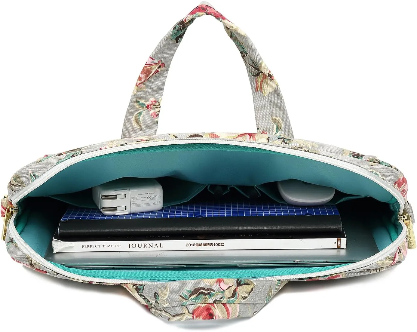 Canvaslove Grey Rose Waterproof Laptop Shoulder Messenger Bag Case With Rebound Bubble Protection for MacBook Air 13 inch,MacBook 14 inch and 13 inch-14 inch Laptop