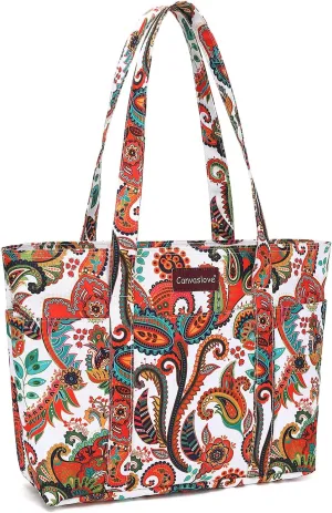 Canvaslove Women's Tote Bag With Laptop Compartment For Laptop Computer Up to 15.6 inch,Handbag for Shopping,Work and Travel